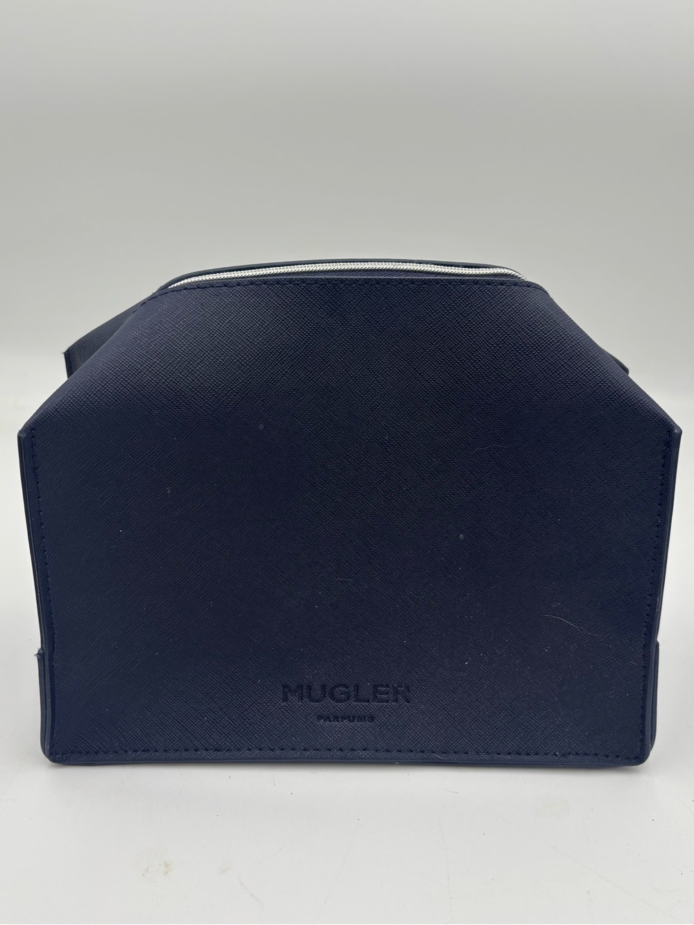 MUGLER Parfums Navy Blue Textured Makeup / Toiletry Bag